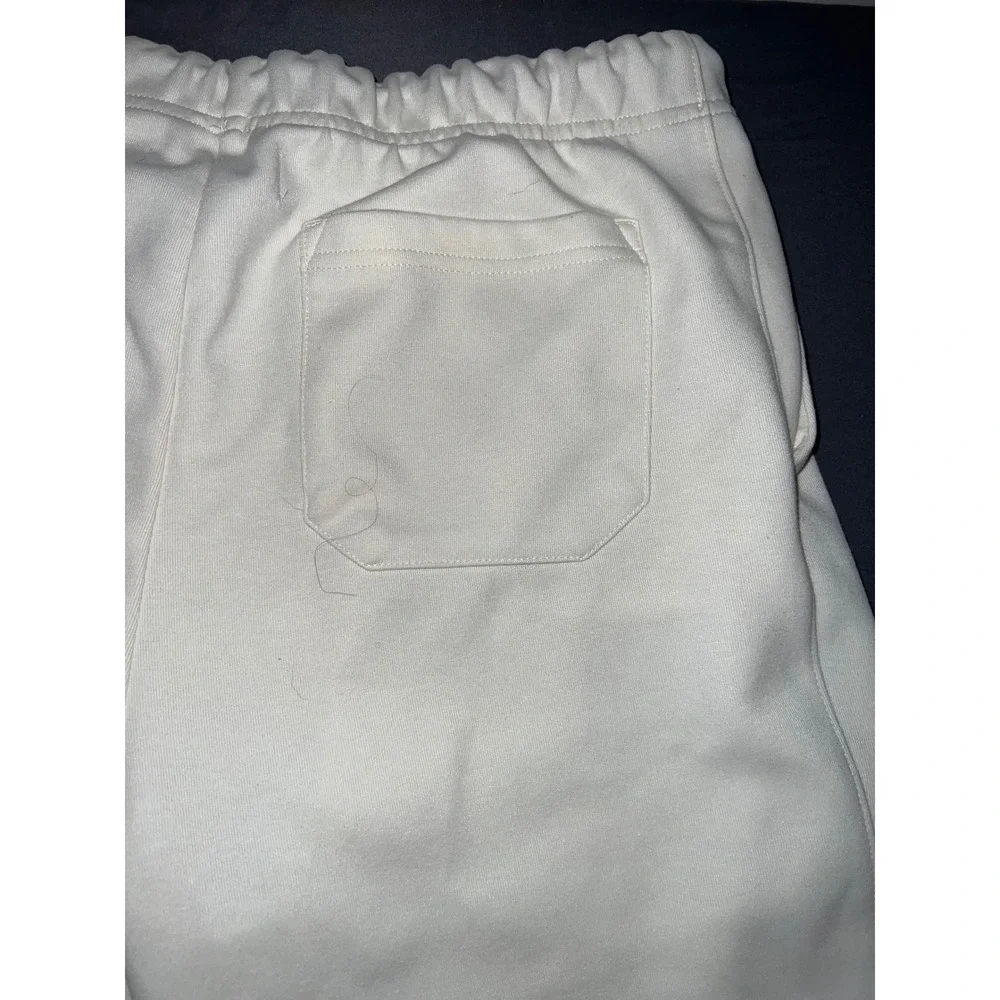 US Polo Assn Mens Jogger Sweatpants Cream White Fleece Cargo Pocket Size Medium